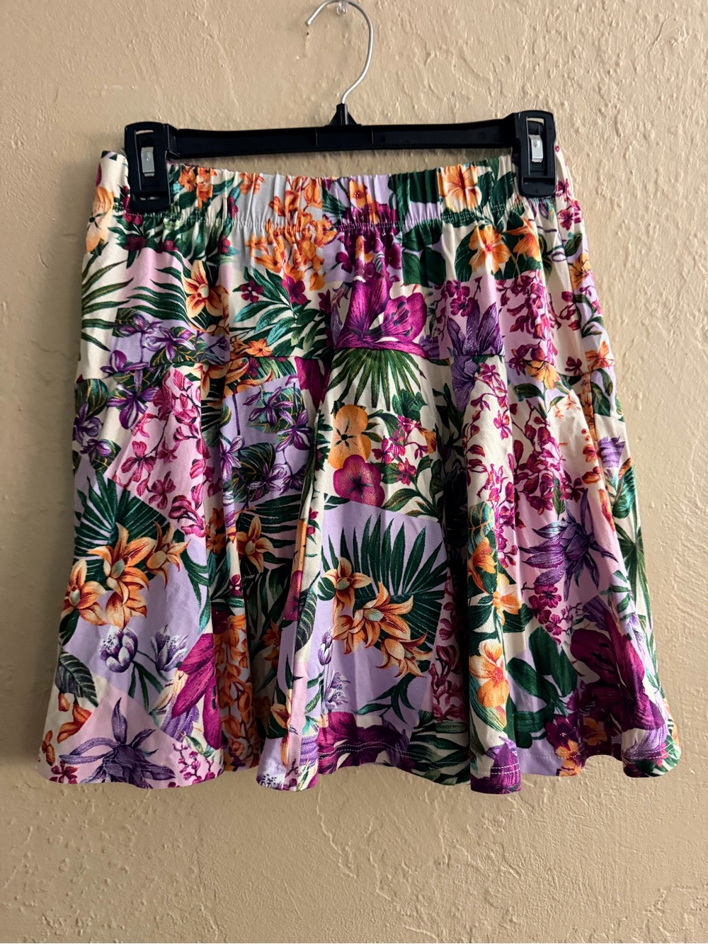 Floral Tiered Mini Skirt in Purple and Green Skort M/L